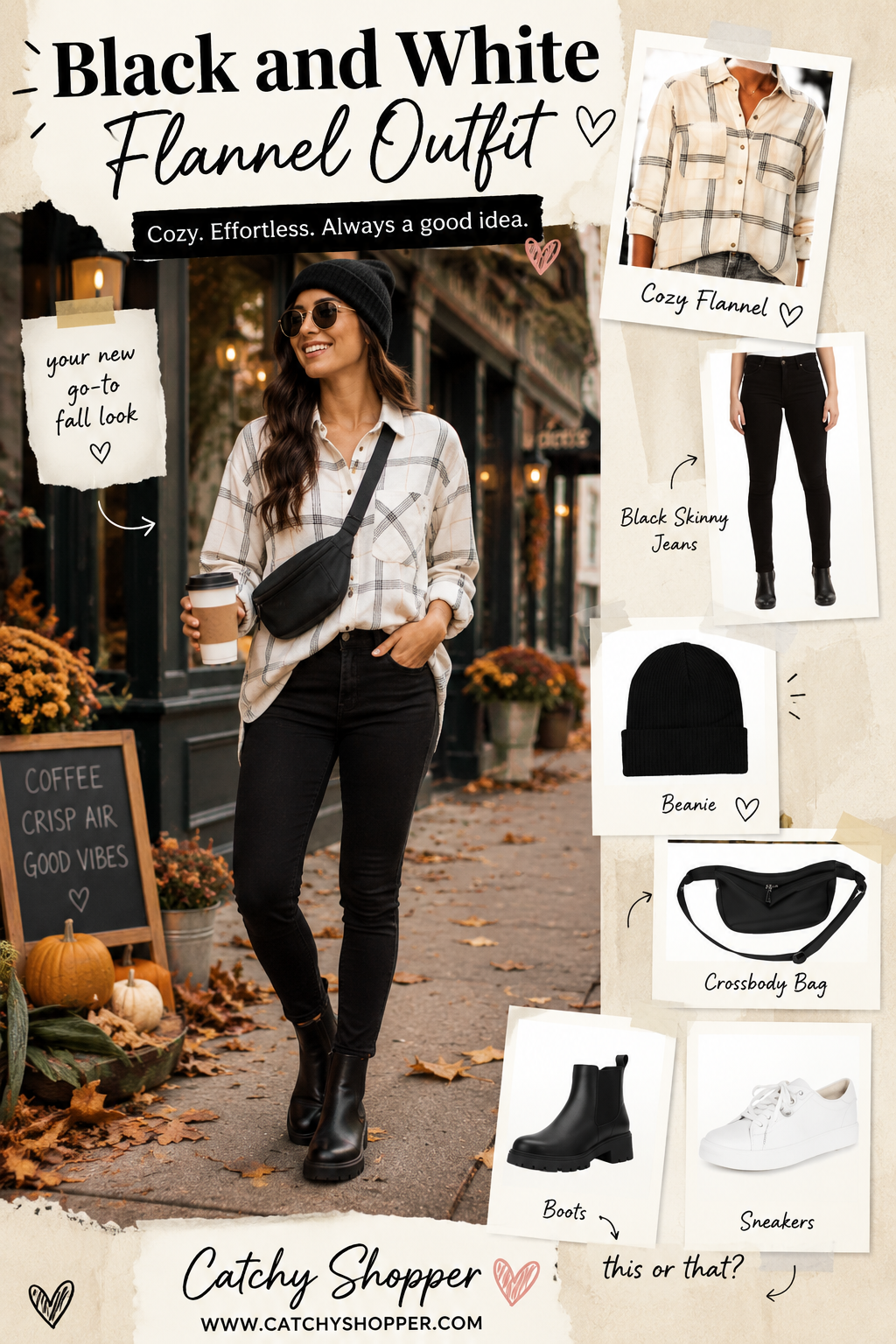White and Black Flannel Outfit