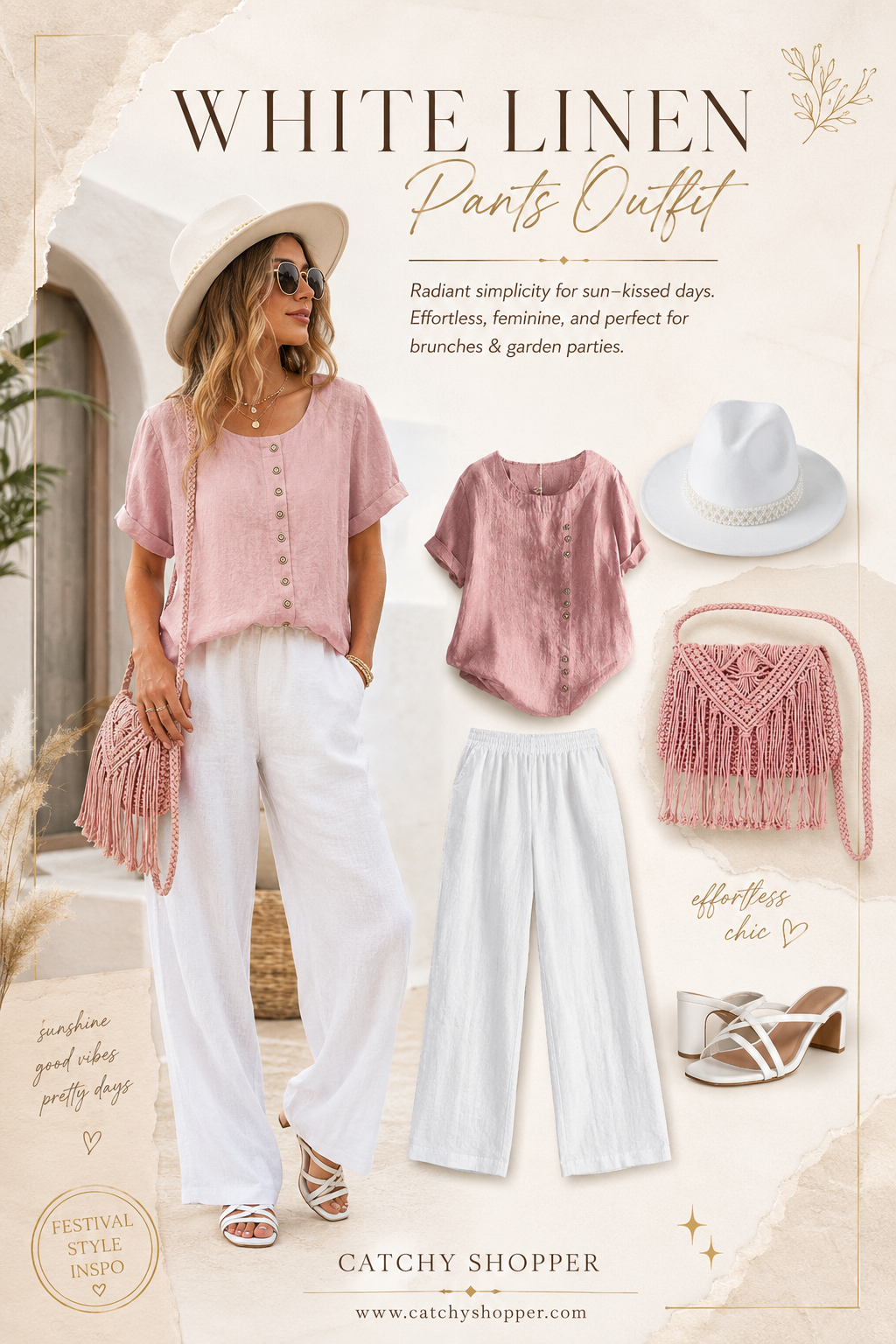 white linen pants outfit women's