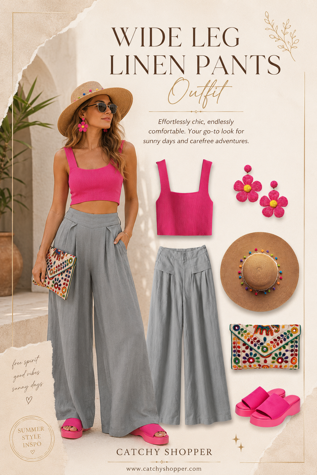 wide leg linen pants outfit ideas