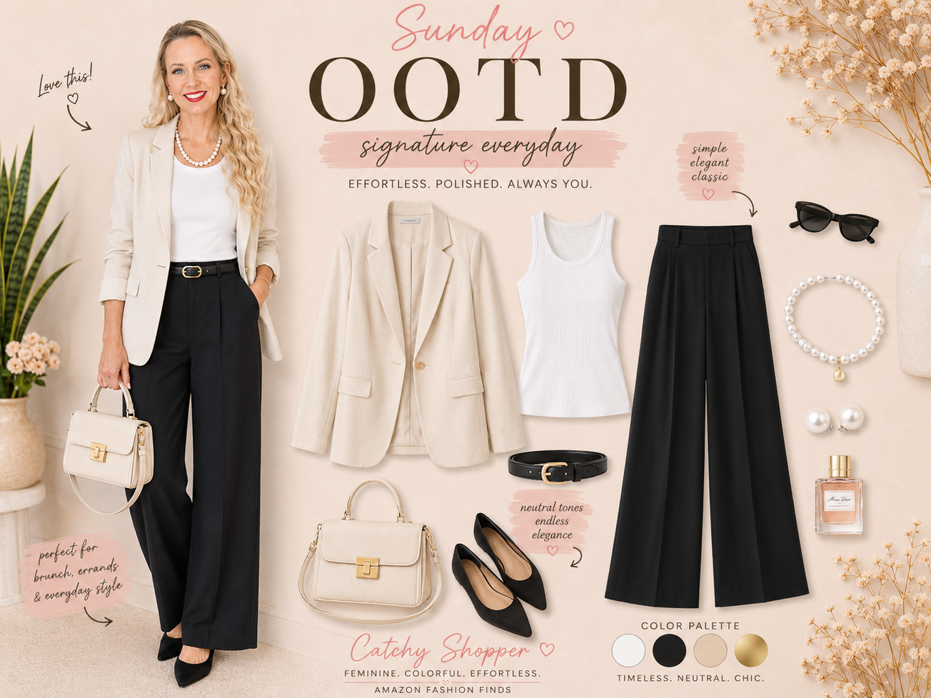 feminine neutral outfit Sunday outfit inspiration