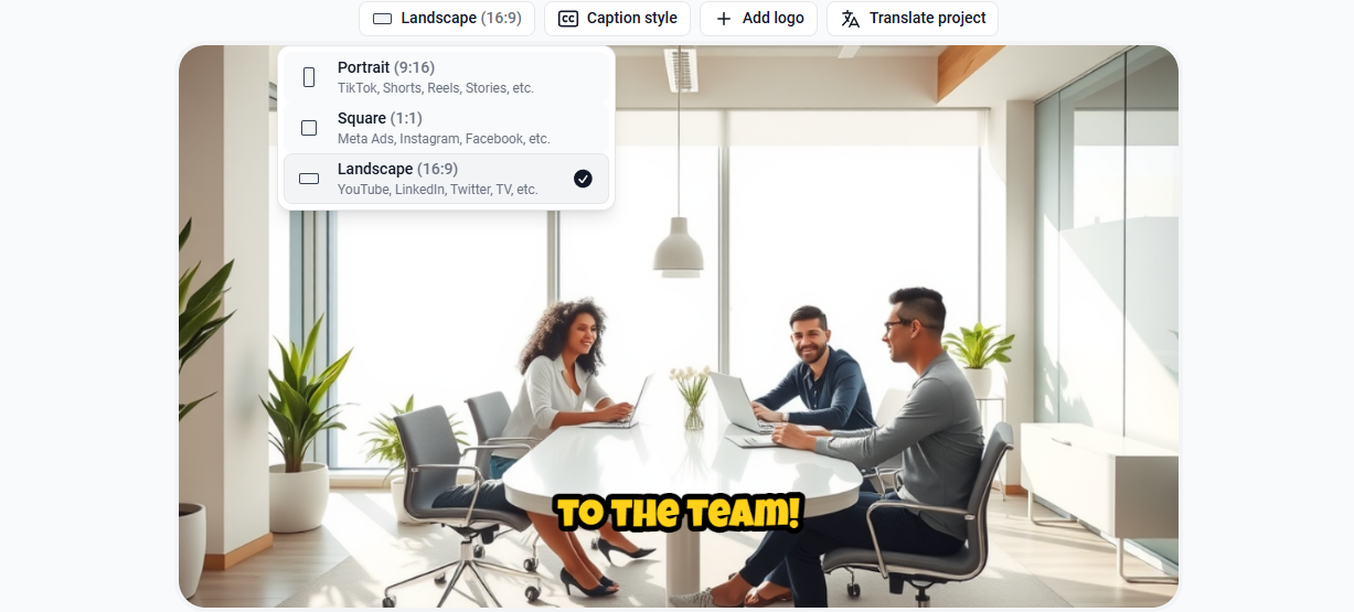 VideoGen interface showing landscaping options of video.