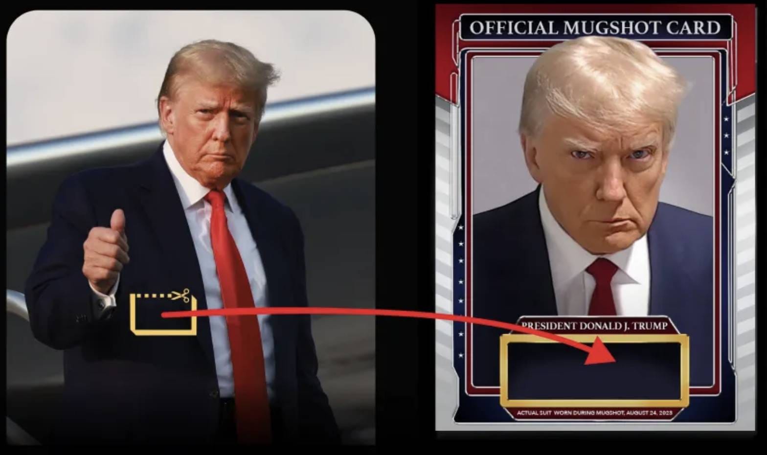 Former U.S. President Donald Trump will gift his own suit to the buyer of the NFT "Prison Photo."