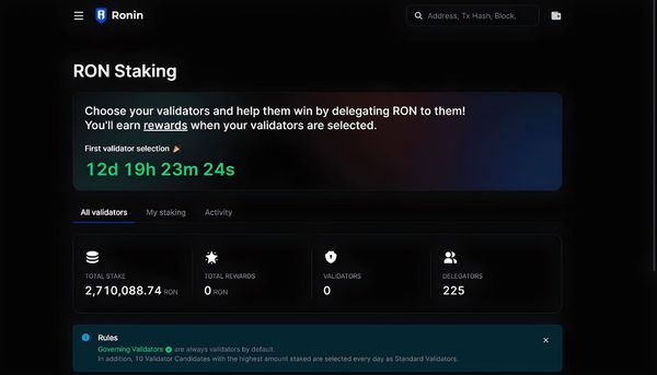 Ronin Network Launches RON Staking and Unveils 5 New Gaming Projects