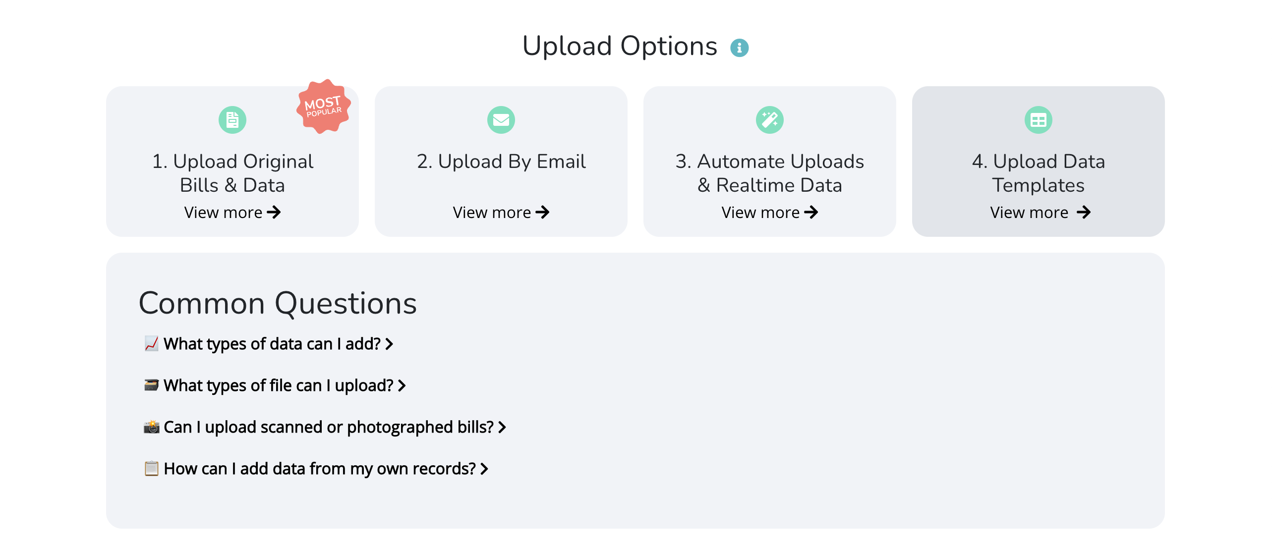 Screenshot of upload page