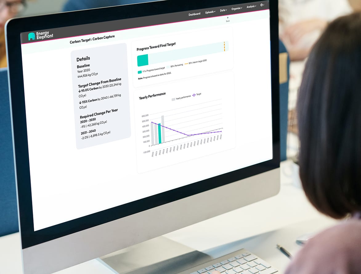 Viewing carbon emission target progress on EnergyElephant