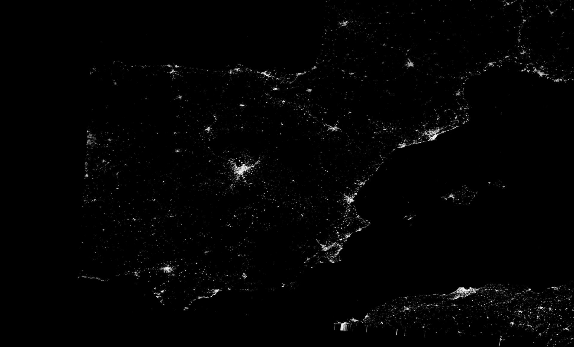 GIF made up of five images taken by satellites flying over Spain and Portugal during the Iberian Peninsula blackout. The images were captured on 29 April 2025 at 03:12, 03:36, 04:30 and 04:54 and 05:18 (CEST). Credit: NOAA/NASA (VIIRS/DNB), processed with Black Marble.