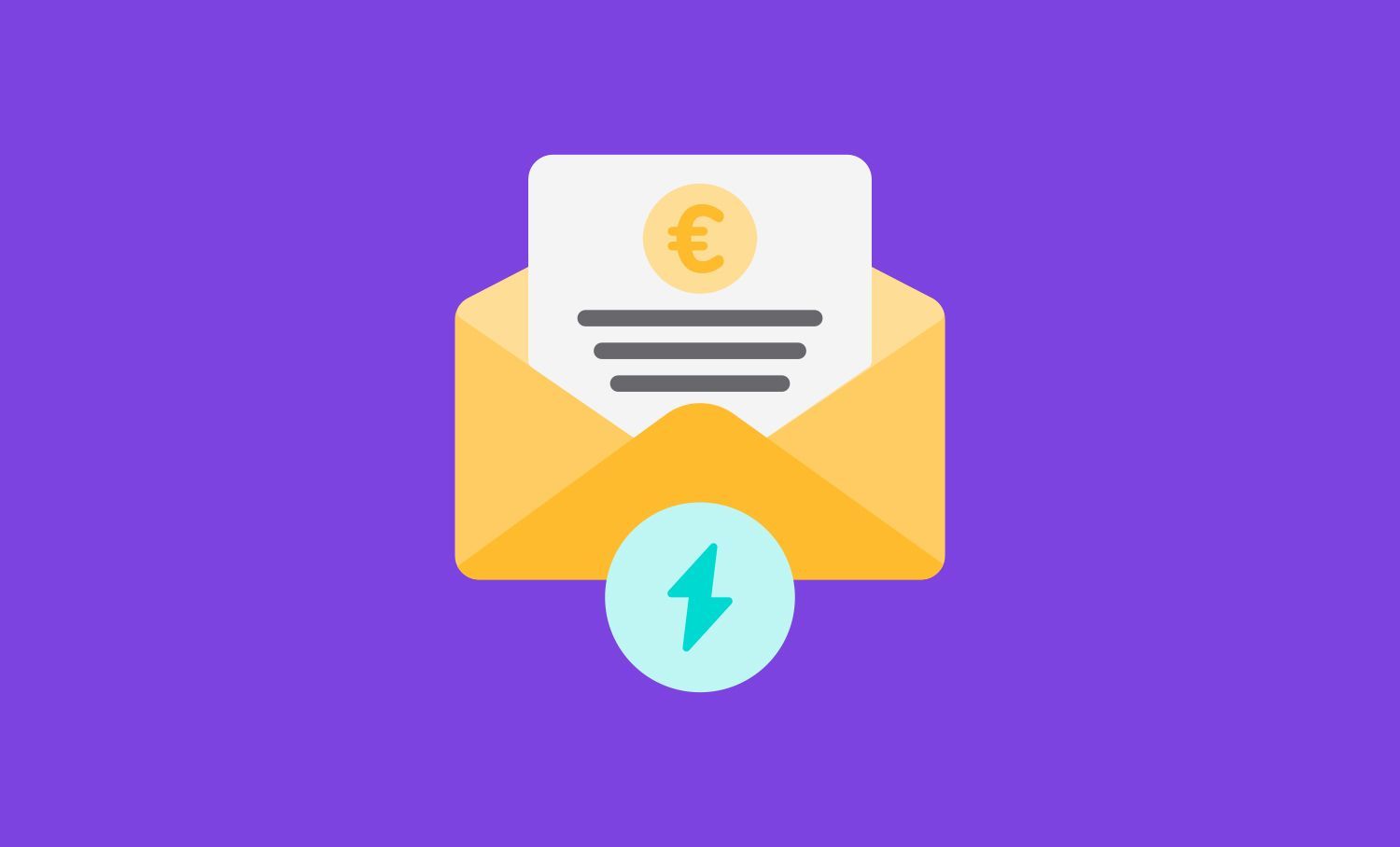 Illustration of an energy bill popping out of an envelope