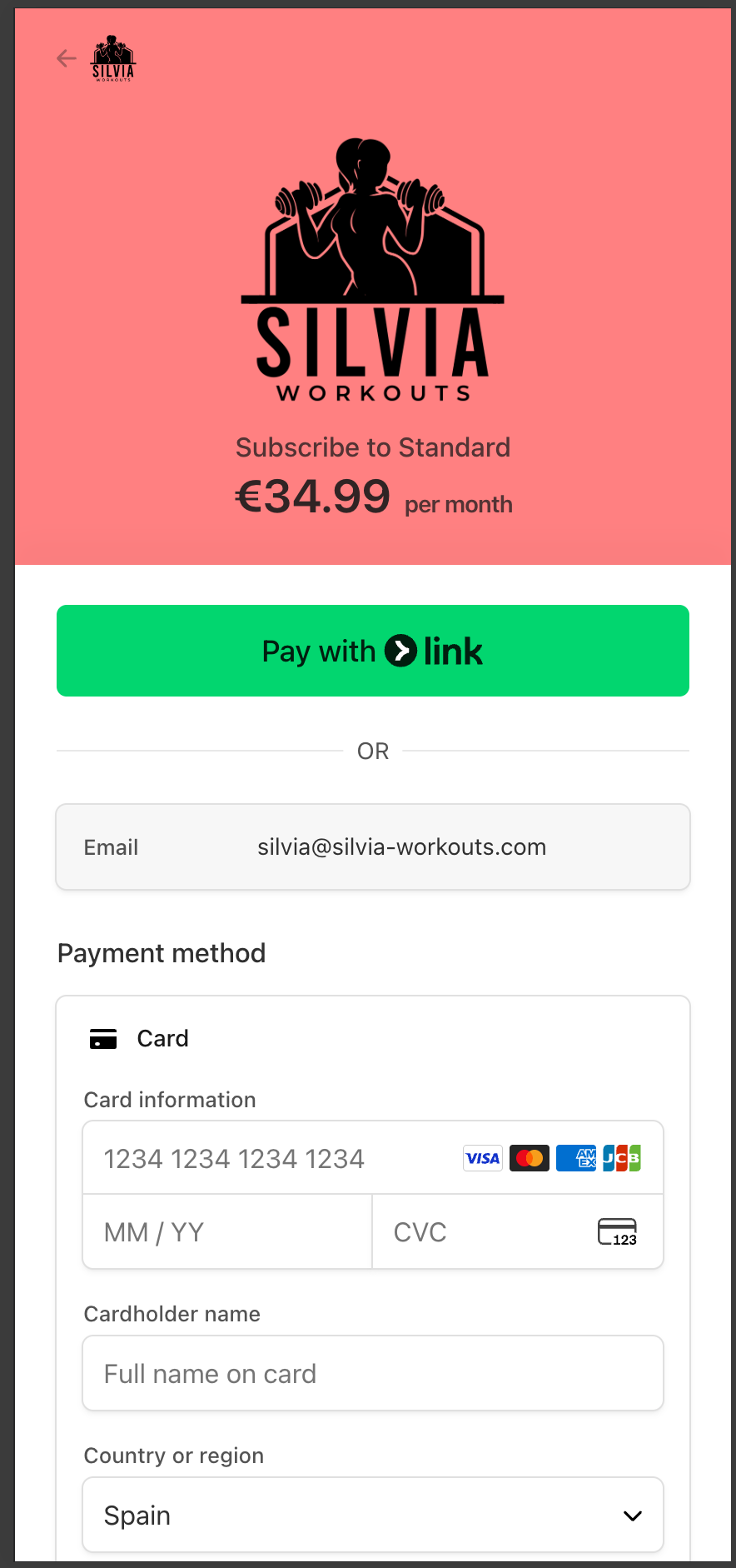 Страница на Stripe за сигурно плащане