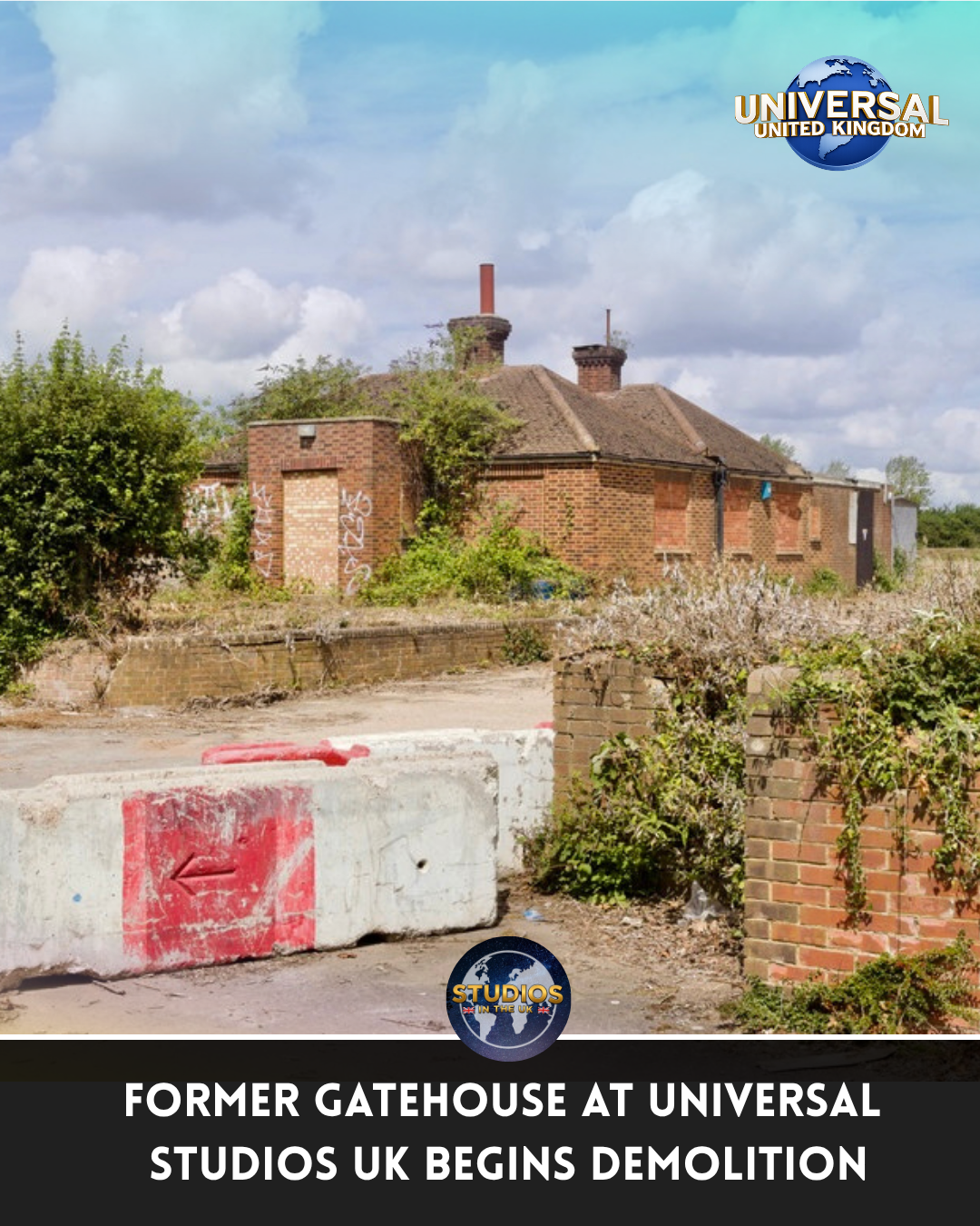 Former gatehouse at Universal Studios UK begins demolition