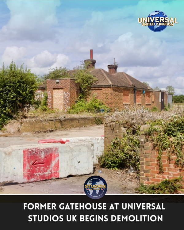 Former gatehouse at Universal Studios UK begins demolition