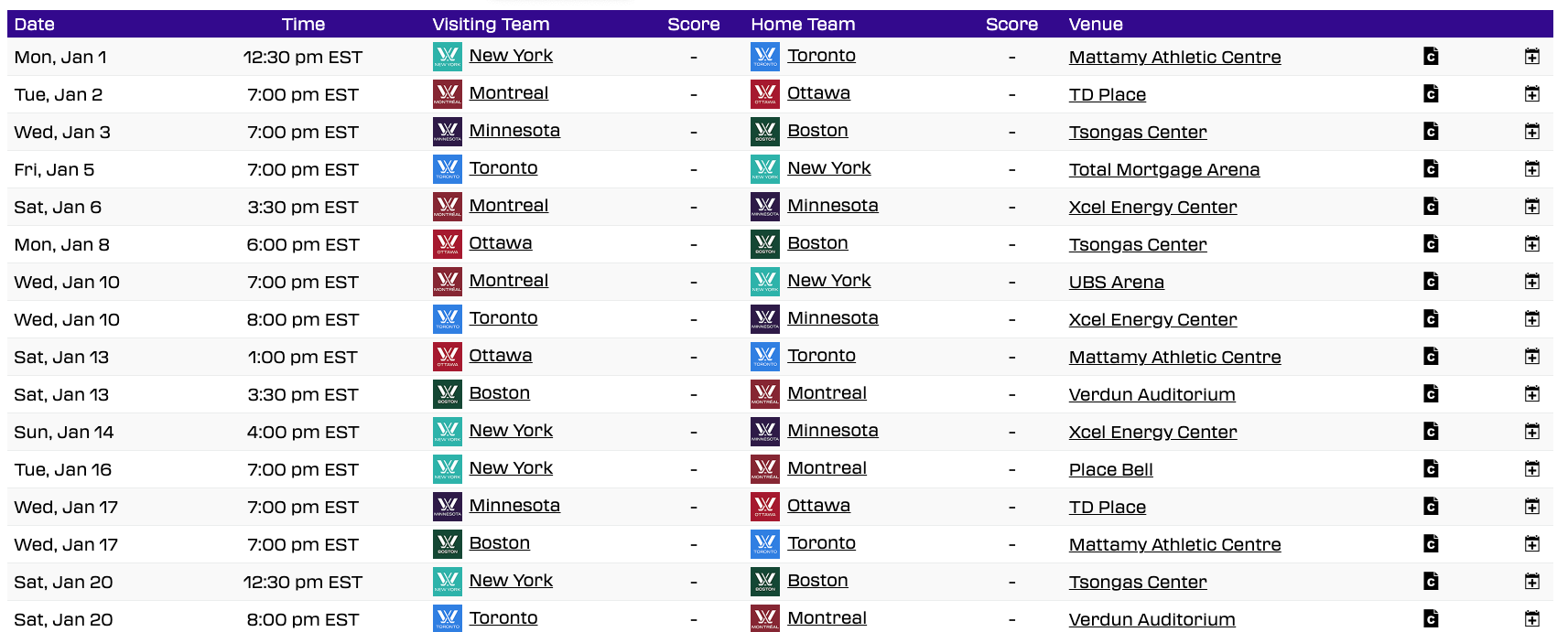 PWHL Releases 72-Game Schedule for 2024 Season