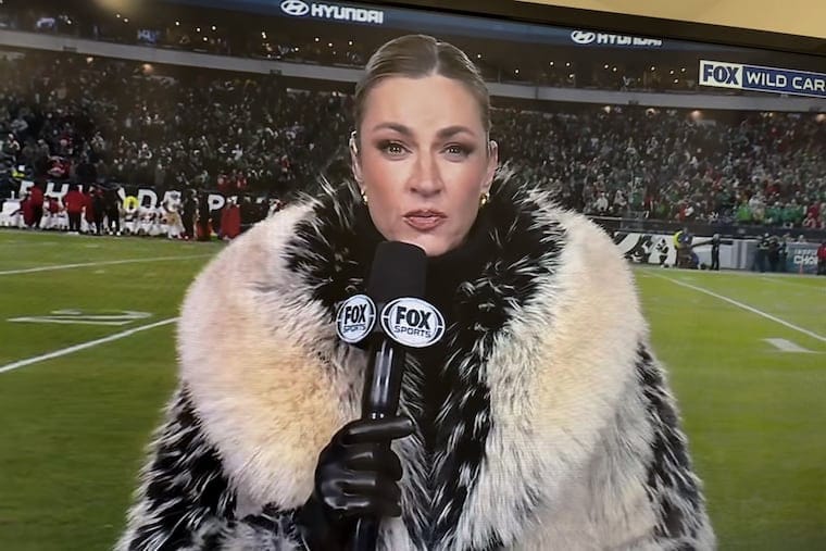 Erin Andrews' Massive Faux Fur Coat Steals the Spotlight During NFC Wild Card Playoff Game