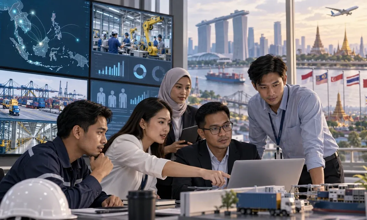 A Southeast Asian operations team reviews workforce, manufacturing and logistics plans across regional markets.