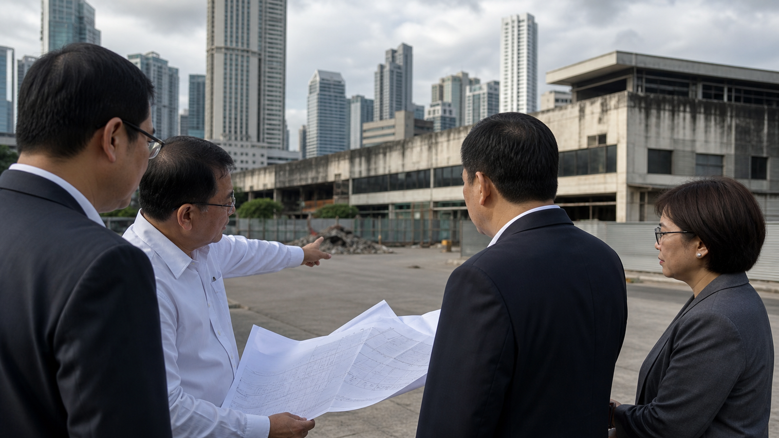 Editorial raster image of a Makati public-asset sale context and civic finance review.