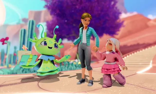 Roblox Family Zone official newsroom image showing a Roblox avatar in the Family Zone experience.