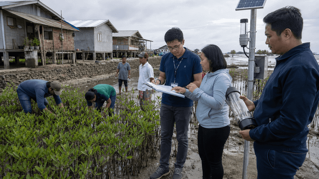 Editorial raster image of climate-resilience planning for community infrastructure.