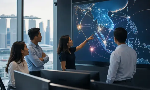 Singapore digital-commerce operators review a regional payment network linking Southeast Asian markets.