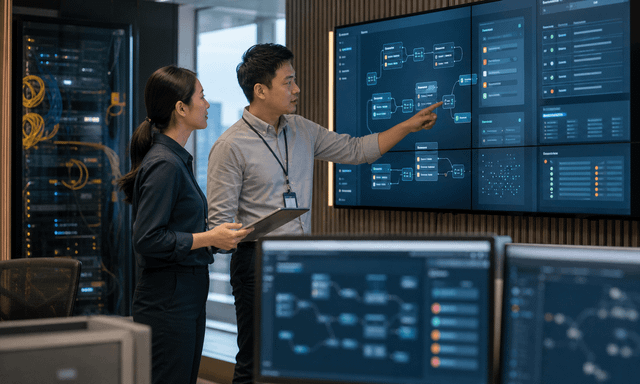 Singapore technology specialists review an agentic workflow and data-readiness control map.
