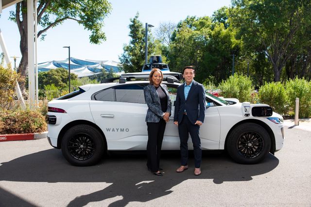 Waymo co-CEO Tekedra Mawakana and Singapore Minister for Transport Jeffrey Siow in the San Francisco Bay Area.