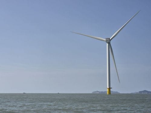 A 9.6MW wind turbine installed at Jeonnam Offshore Wind Farm Phase 1.