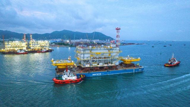 An offshore substation equipped with a 275kV-class transformer and shunt reactor supplied by HD Hyundai Electric is departing for the Baltica 2 offshore wind project site in the Baltic Sea off Poland.