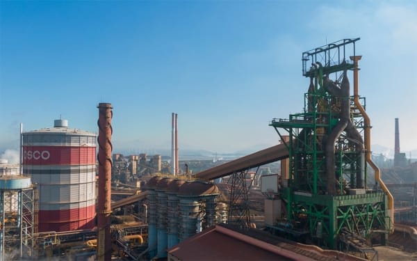 The photo shows POSCO's blast furnace.