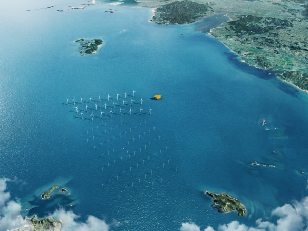 An aerial view of the Hanbit offshore wind farm to be installed in Yeonggwang, Jeollanam-do.