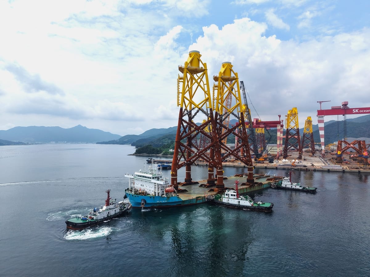 SK Ocean Plant's jacket substructure for Taiwan's Fengmiao 1 offshore wind farm.
