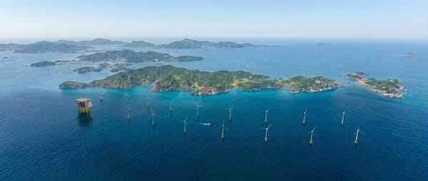 An aerial view of the Yeosу Geumoh Island offshore wind power generation project.