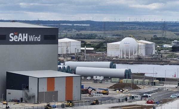 Seah Wind's offshore wind power substructure factory in the Tisworks industrial complex in the UK.