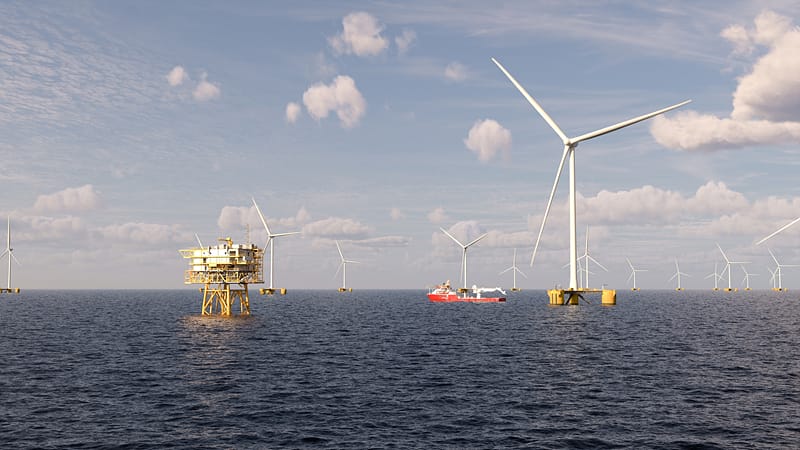 A bird's-eye view of the Haewoori offshore wind farm to be built off the coast of Ulsan.
