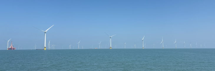 On September 30, the Nagwol offshore wind farm under construction by Nagwol Blue Heart is seen near Songi Island in Nagwol-myeon, Yeonggwang-gun, Jeollanam-do.