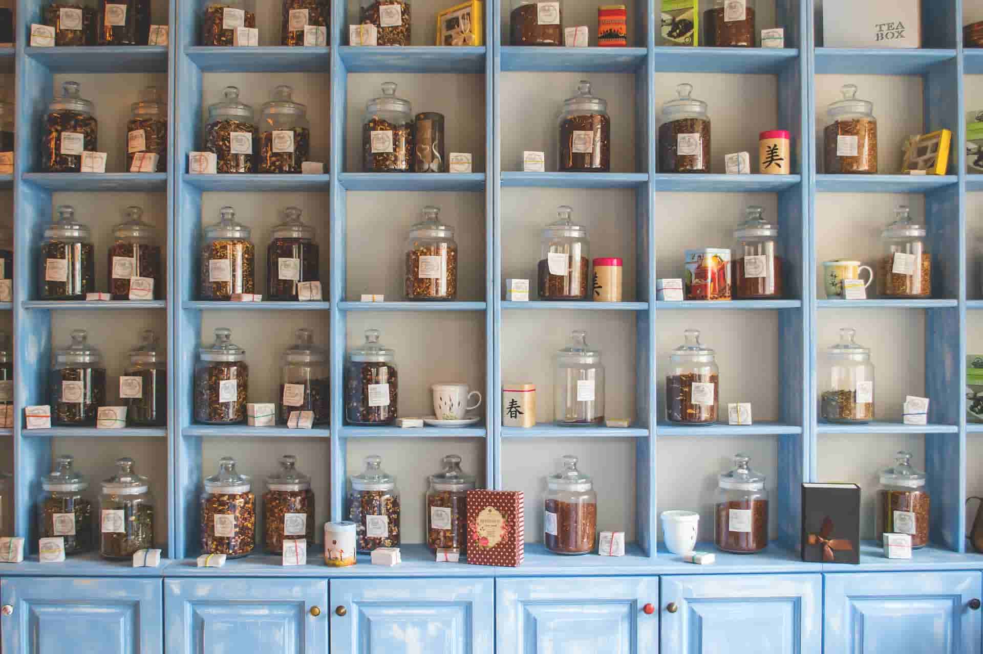 Jars of herbal medicine.