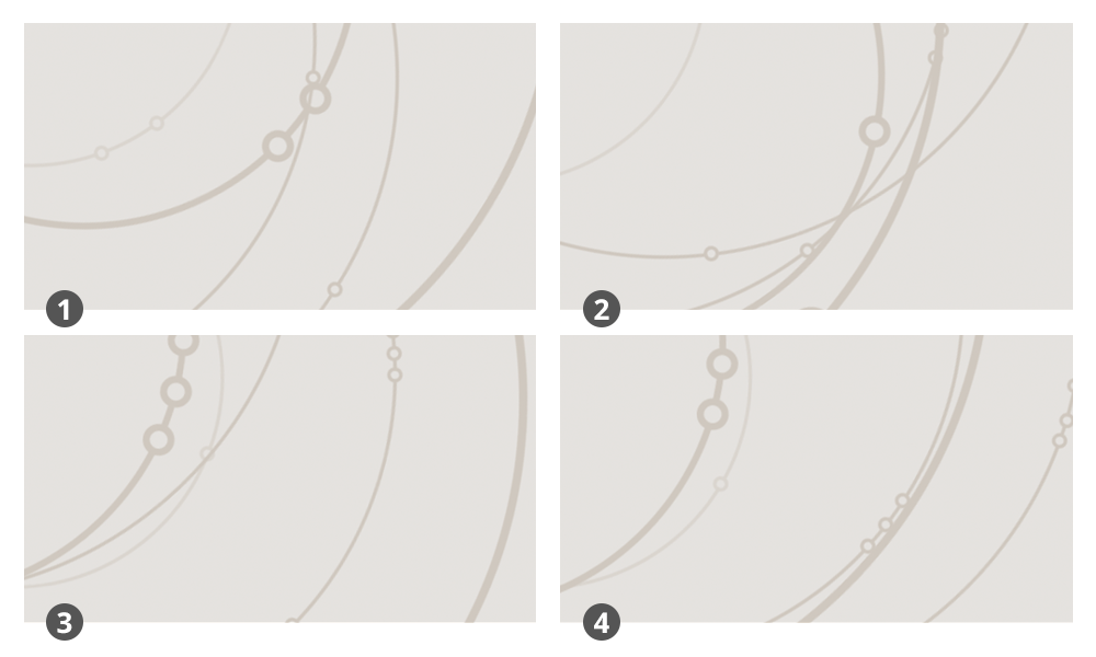 Four slides showing circles rotating around the Technically Speaking TV logo.