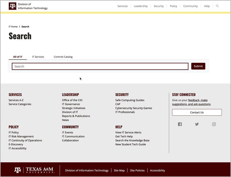 Animation showing the tabbed interface of search.