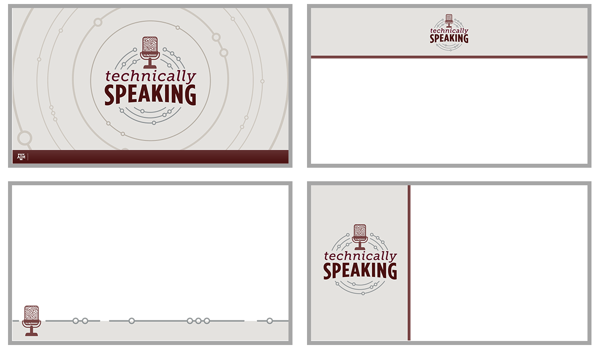 Sample slides from the branded PowerPoint template.