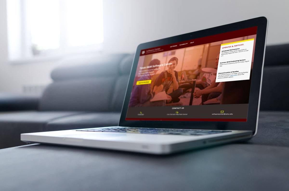Software center home screen on a laptop
