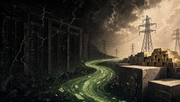 Capital flowing from dimming AI data centers into vaults, gold and power grid