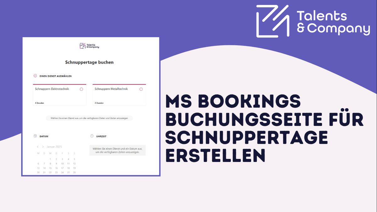 Einfache Buchung von Schnuppertagen mit Microsoft Bookings