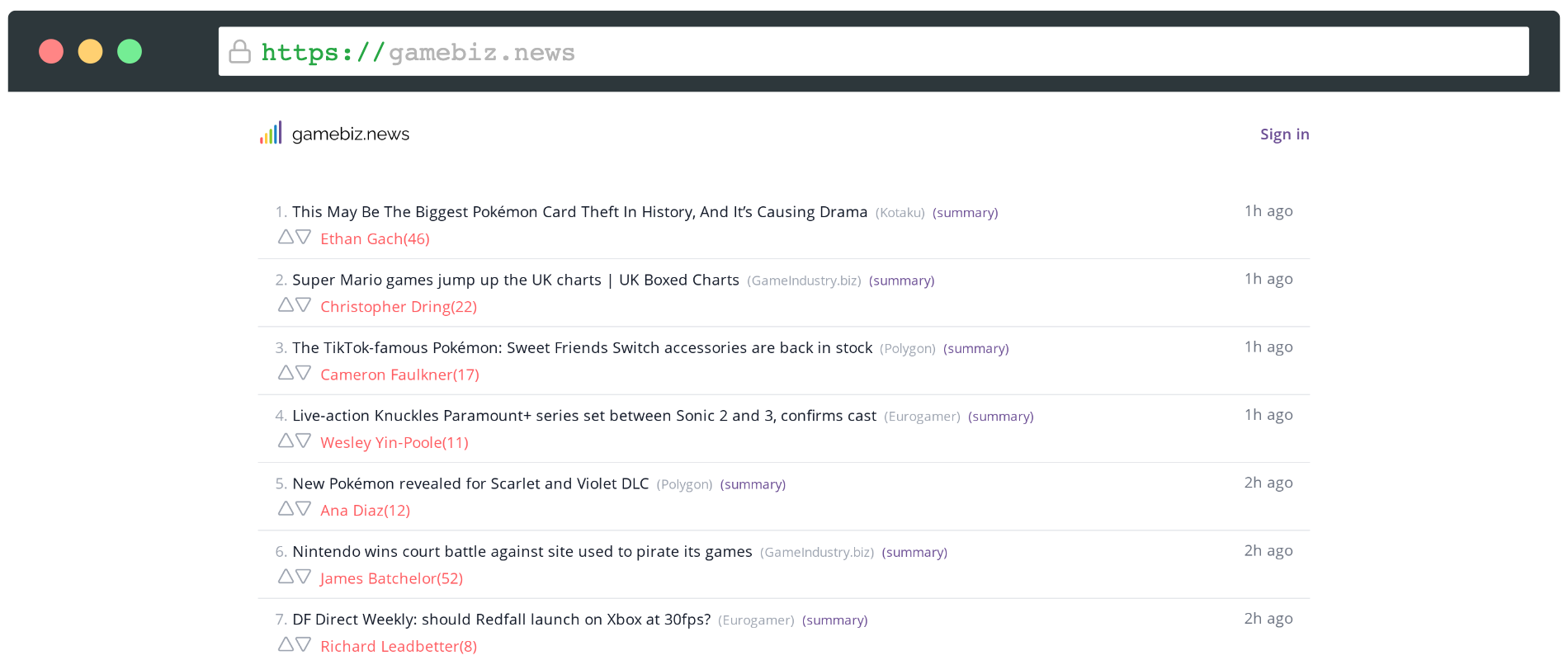 gamebiz.news front page