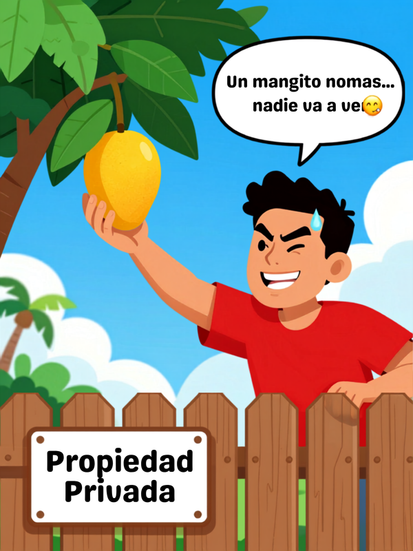 🤫: ¿Puedes agarrar los mangos que cuelgan del árbol del vecino hacia la calle?