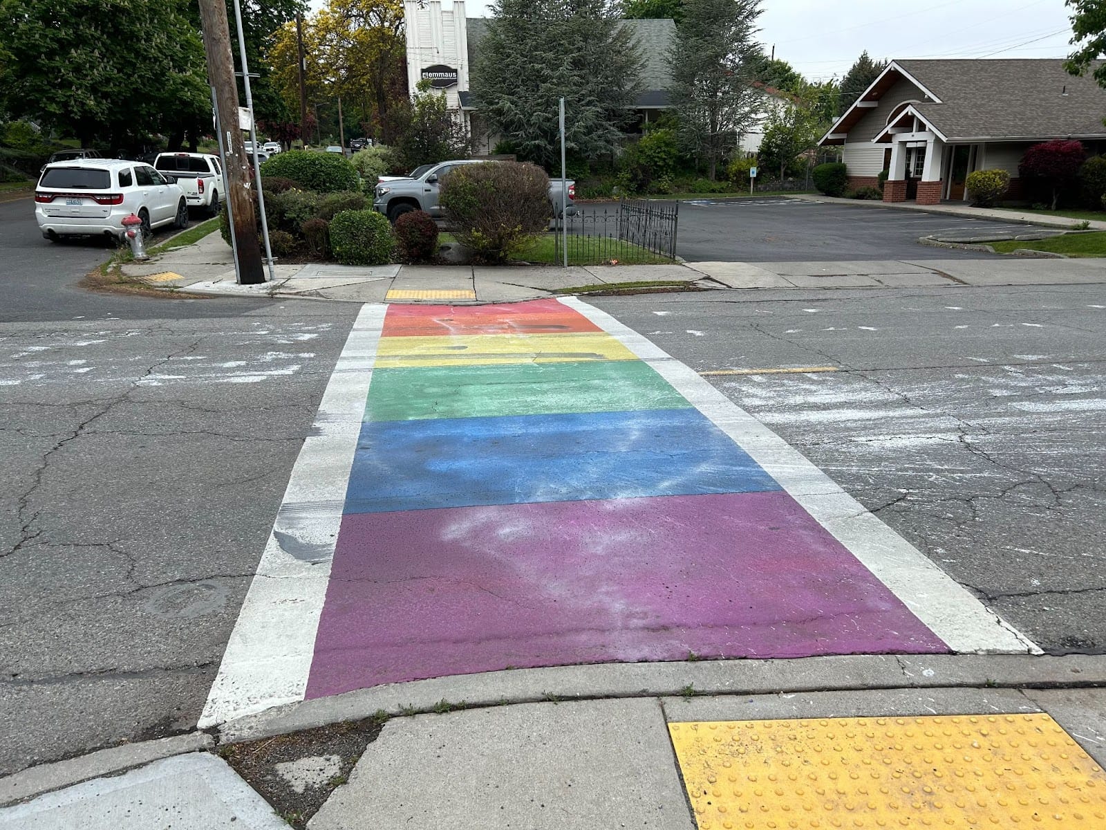 Crosswalk after vandalism had been cleaned