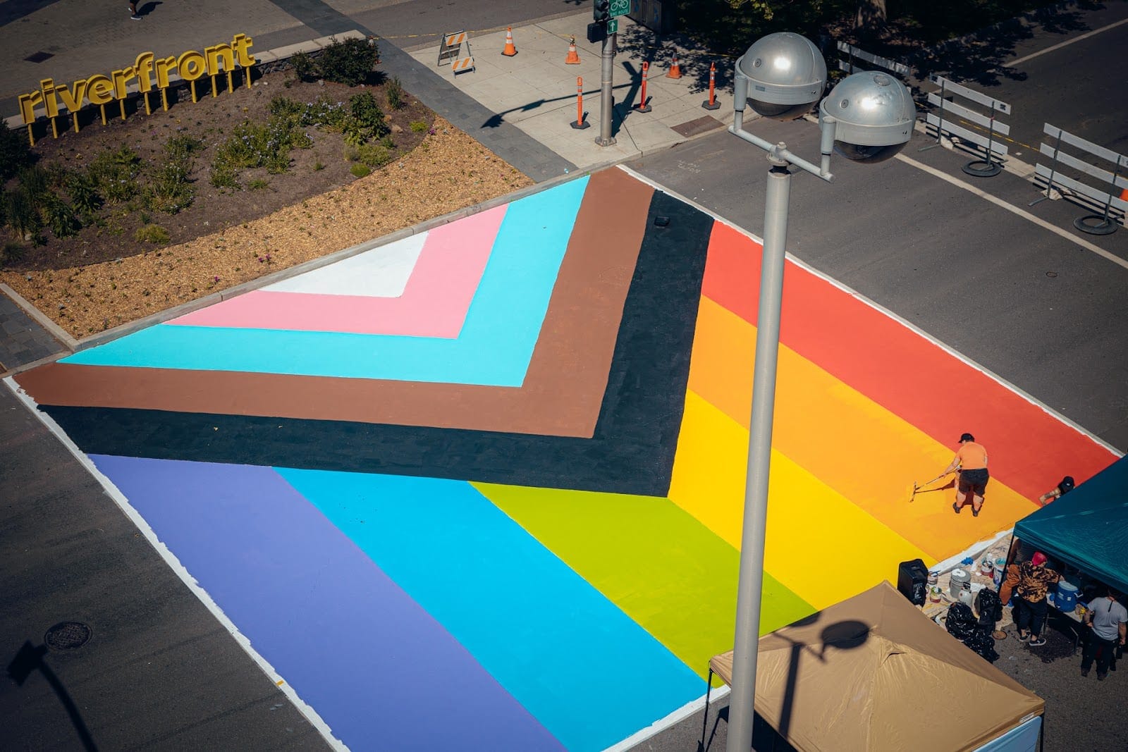 bird's eye view of the mural