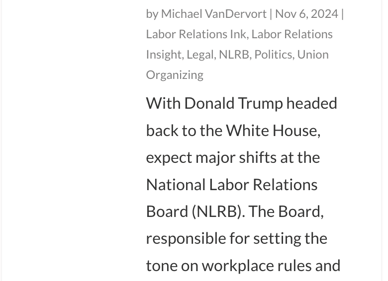 Articles hypothesizing how Trump good be good for business and bad for unions.