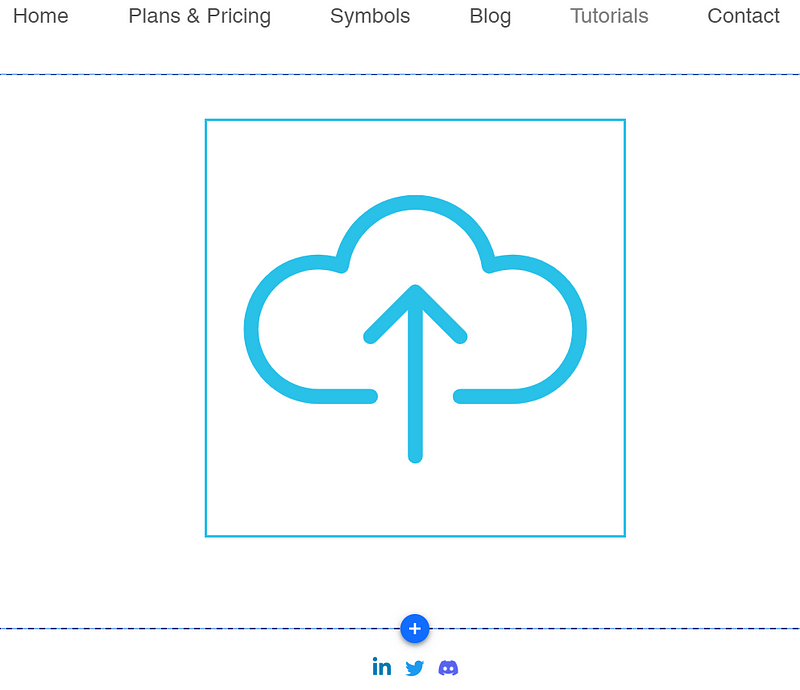 Blue arrow pointing up into a blue cloud.