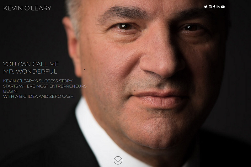 Picture of Kevin O’Leary, aka Mr Wonderful, from his website kevinoleary.com