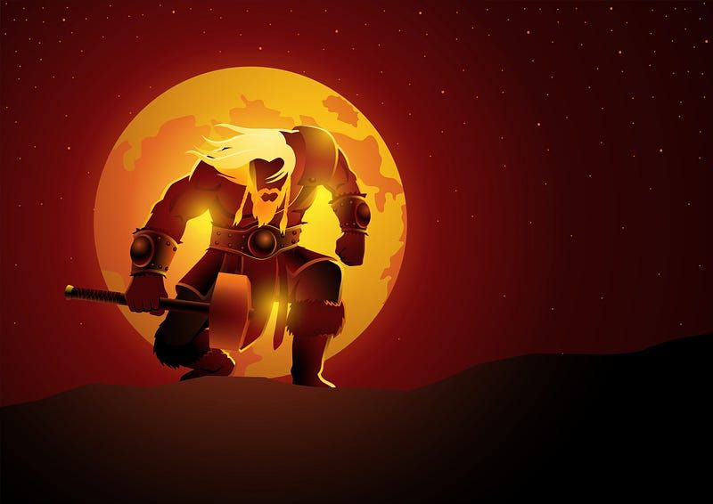 Stylized man holding hammer