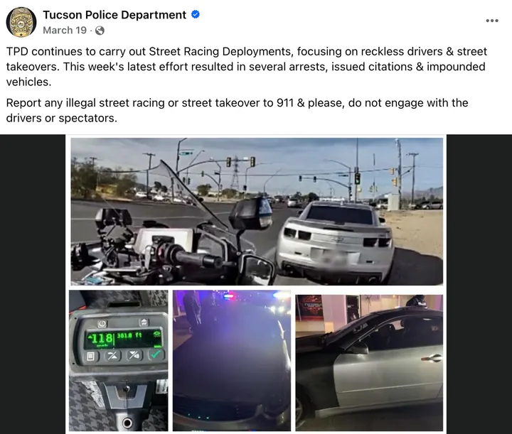 Tucson continues to grapple with street racing challenges