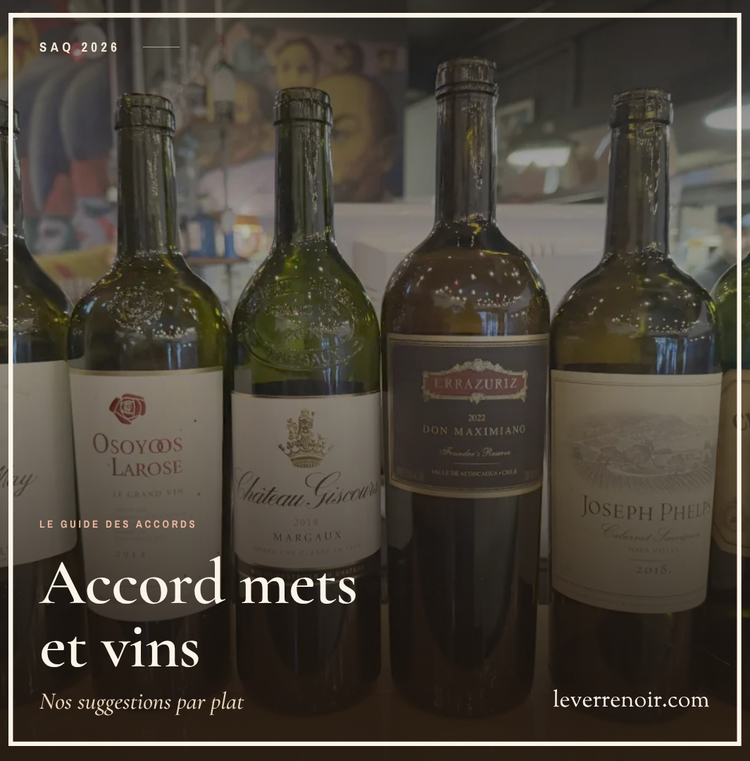 Accord mets et vins SAQ 2026: nos suggestions par plat