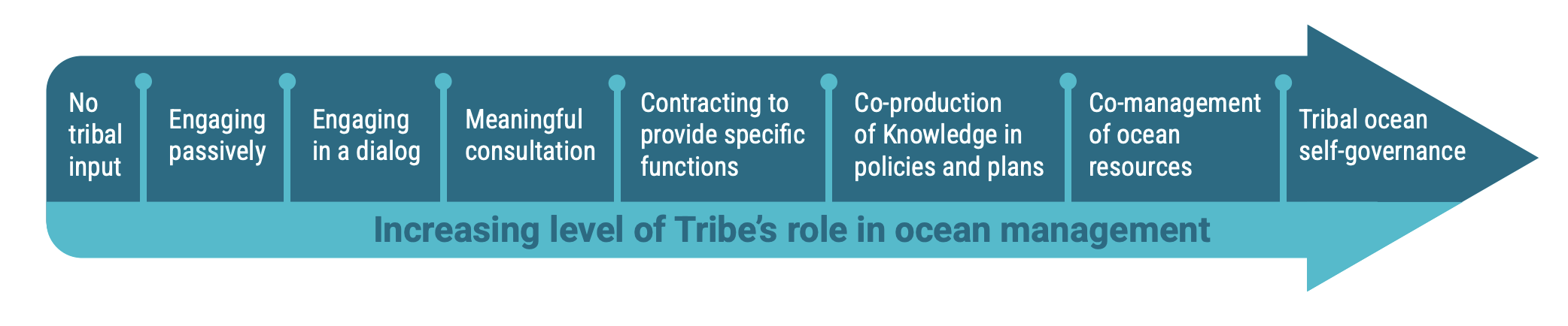Spectrum of possible Tribal role in ocean and marine management. Created by the authors adapted from CRS (2023)